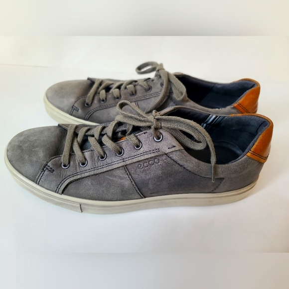 ECCO Leather Men's Soft 7 titanium gray sneakers size 12 - Picture 5 of 12